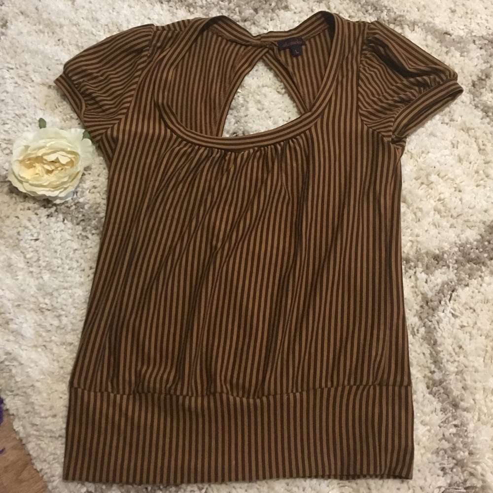 Mustard and brown cutout top